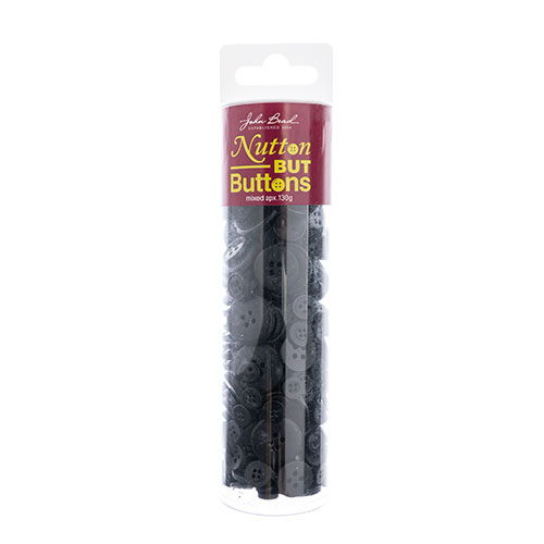 Nutton but Buttons 130g Tube Mixed Sizes Resin Black image