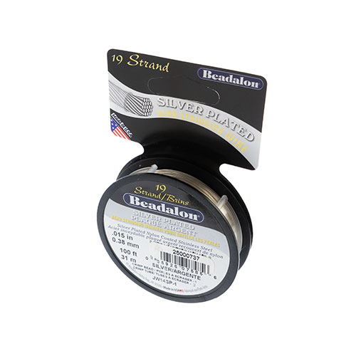 Beadalon .015/19 Stringing Wire 100ft Plated Silver image
