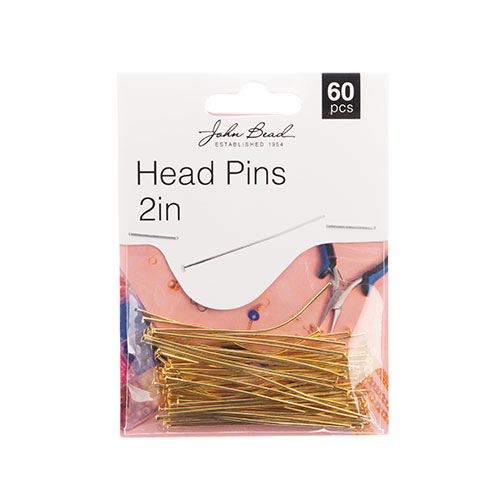 Must Have Findings - Head Pins 2in 20ga(0.032) Gold 60pcs image