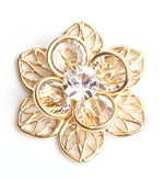 Swarovski Filigree 162007 Flower ss29 Crystal Center Stone/Gold 2pcs image