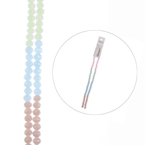 Crystal Lane DIY Designer 7in Double Bead Strand Glass Faceted Rondelle Pastel Mix 4x6mm image