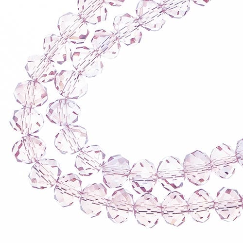 Crystal Lane Rondelle 2 Strand 7in (apx58pcs) 6x8mm Transparent Pink AB image