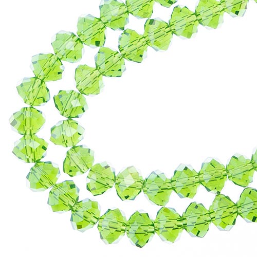 Crystal Lane Rondelle 2 Strand 7in (apx58pcs) 6x8mm Transparent Green AB image
