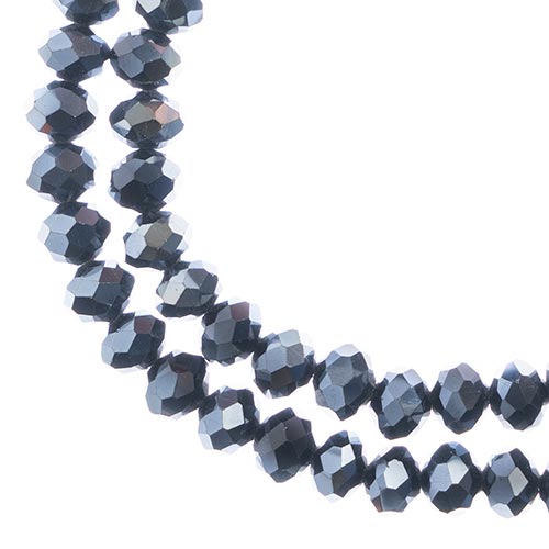 Crystal Lane Rondelle 2 Strand 7in (apx58pcs) 6x8mm Opaque Gunmetal Luster image