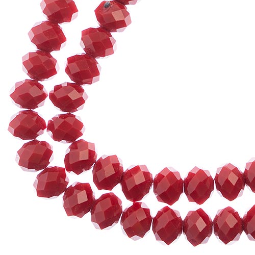 Crystal Lane Rondelle 2 Strand 7in (apx46pcs) 8x10mm Opaque Red image