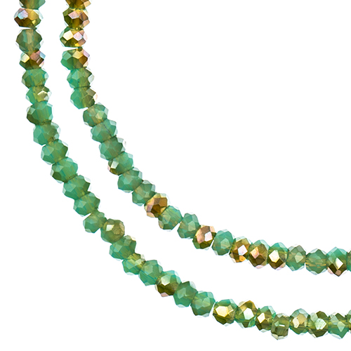 Crystal Lane Rondelle 2 Strand 7in (apx246pcs) 1.5x2.5mm Turquoise Blue w/Half Champagne Luster image