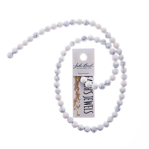 Earth's Jewels Round Matte White Howlite Natural 6mm 16in Strand image