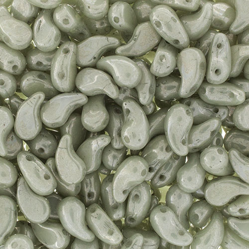 Czech Bead ZoliDuo Right 2Hole 5x8mm Alabaster/Green Luster image