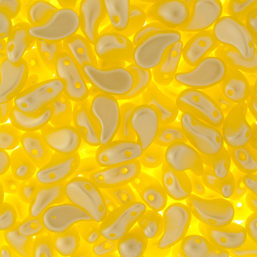 Czech Bead ZoliDuo Right 2Hole 5x8mm Alabaster/Pearl Yellow image