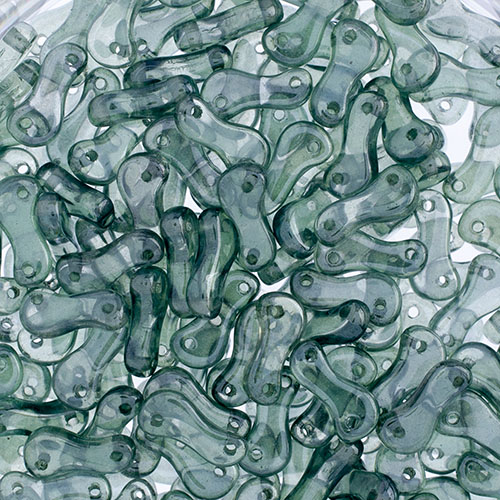 Czech Glass Bead Link 3x10mm Crystal/ Dark Green Luster Fullcoat image
