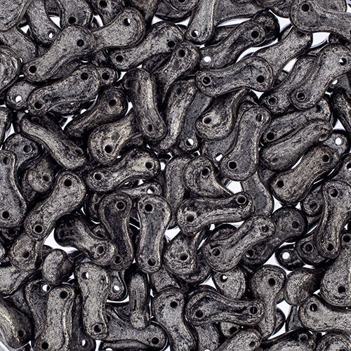 Czech Glass Bead Link 3x10mm Black/ Terracotta Silver Fullcoat image