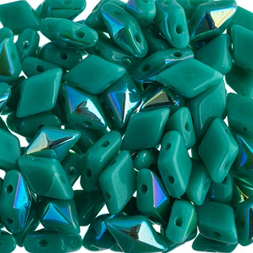 Czech Glass DIAMONDUO 2-Hole 5x8mm Turquoise AB apx 5.5g image