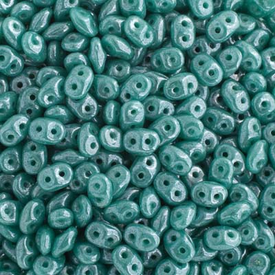 Matubo Czech Superduo 2-Hole 100g Turquoise Green/ White Luster 63130-14400 image