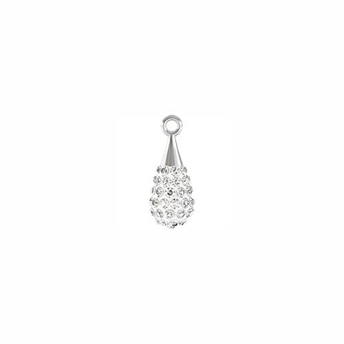 Swarovski Pendant 67 563 Pave Drop 14x5.5mm Rhodium Bail Crystal/White 12pcs image