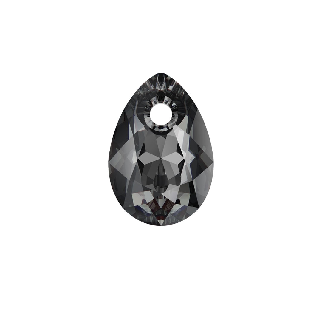 Swarovski Pendant 6433 Pear Cut 9mm Crystal Silver Night 6pcs image