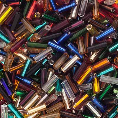 Czech Bugle Seed Beads apx 19g Vial #3 S/L Mix image