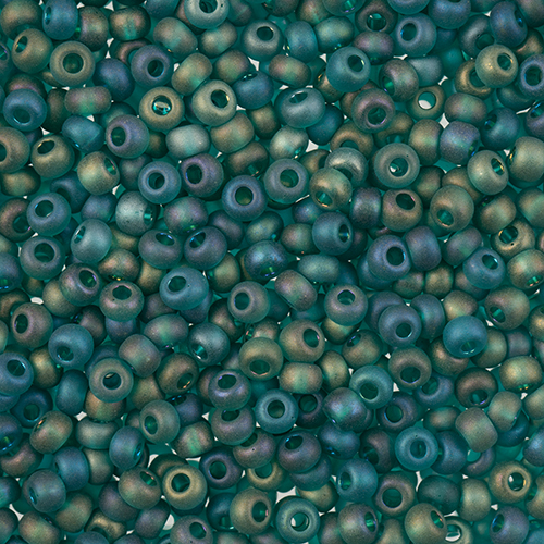 Czech Seed Beads apx 24g Vial 8/0 Transparent AB Matt Green image