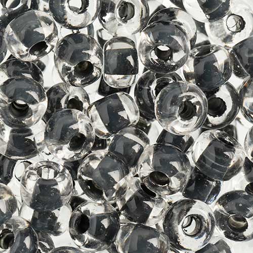 Czech Seed Beads apx 24g Vial 2/0 Tranparent Crystal/Black Terra image