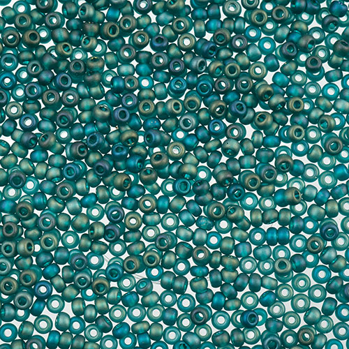 Czech Seed Beads apx 24g Vial 11/0 Transparent Teal Matt AB image