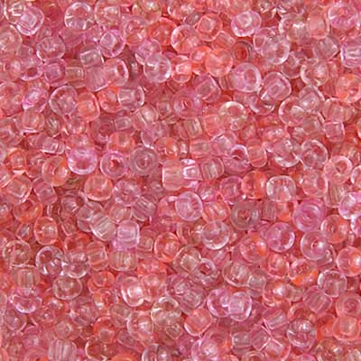 Czech Seed Bead apx 22g Vial 10/0 Transparent Pink Mix Luster image