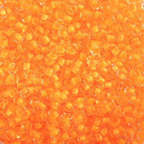 Czech Seed Bead apx 22g Vial 10/0 Crystal C/L Neon Orange image