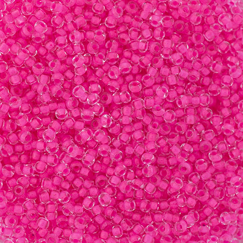 Czech Seed Bead apx 22g Vial 10/0 Crystal C/L Neon Pink image