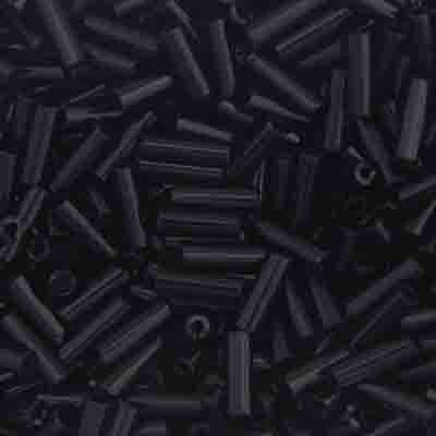 CZECH SEEDBEAD APPROX 22g VIAL # 3 BUGLE OPAQUE BLACK image