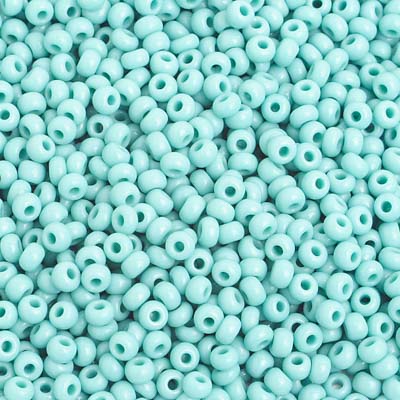 Czech Seed Bead 8/0 Opaque Turquoise Strung image