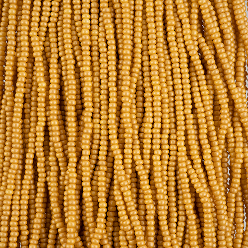 Czech Seed Beads 8/0 Permalux Dyed Chalk Yellow-Brown Strung image