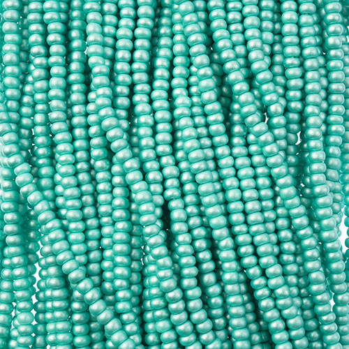 Czech Seed Beads 8/0 Permalux Dyed Chalk Mint Strung image
