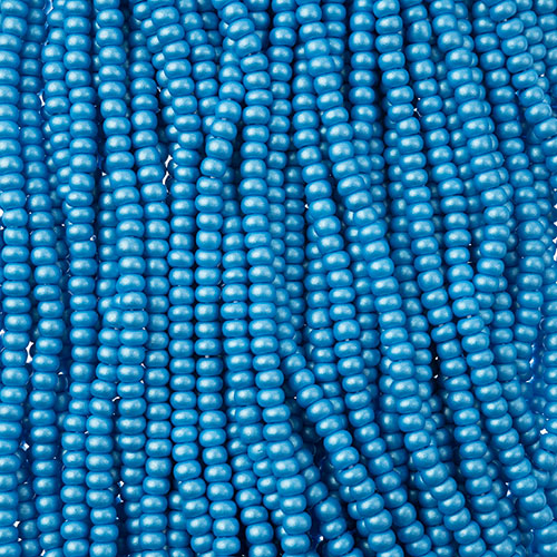 Czech Seed Beads 8/0 Permalux Dyed Chalk Dark Turquoise Strung image