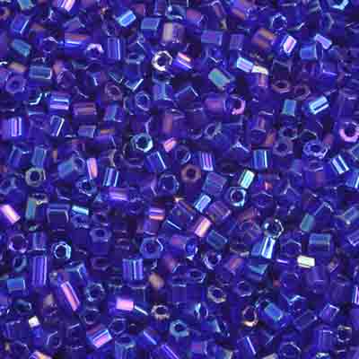 Czech Seed Beads 10/0 2Cut Transparent Navy Blue AB image