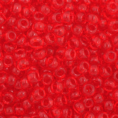 Czech Seed Bead 11/0 Transparent Light Red Strung image