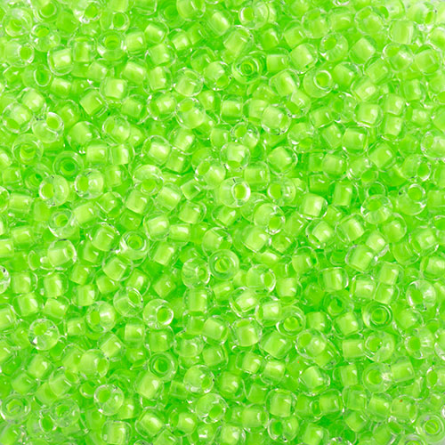 Czech Seed Bead 11/0 Vial Crystal C/L Neon Green apx23g image