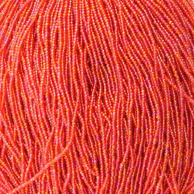 Czech Seed Bead 11/0 Transparent Orange AB Strung image