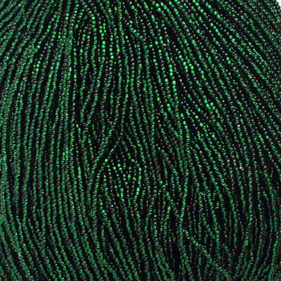 Czech Seed Bead 11/0 S/L Dark Green Strung square hole image