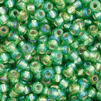 Czech Seed Bead 11/0 Vial S/L Green Rainbow apx23g image