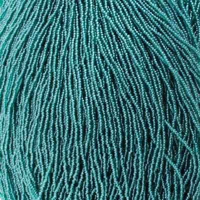 Czech Seed Bead 11/0 Transparent Teal Green Luster Natural Strung image