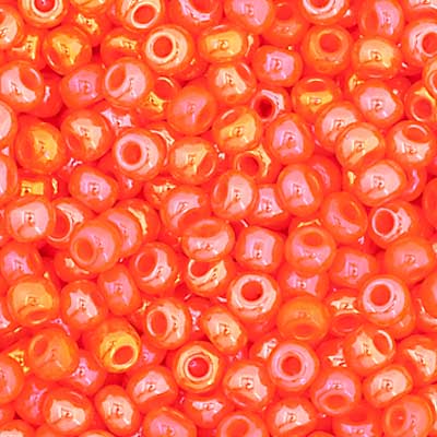 Czech Seed Bead 11/0 Opaque Orange Rainbow Luster image