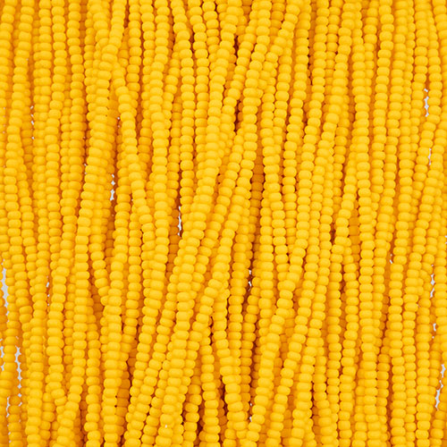 Czech Seed Beads 11/0 PermaLux Dyed Chalk Dark Yellow Matt Strung image