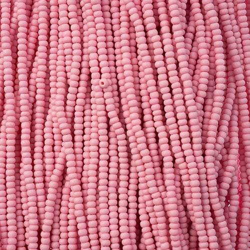 Czech Seed Beads 11/0 PermaLux Dyed Chalk Light Pink Matt Strung image