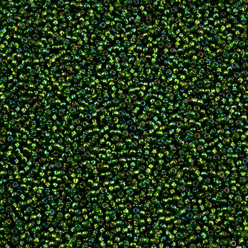 Czech Seed Bead 11/0 Vial S/L Green Rainbow apx24g image