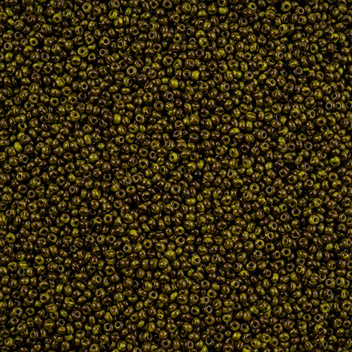 Czech Seed Bead 11/0 Vial Opaque Travertine on Black apx24g image