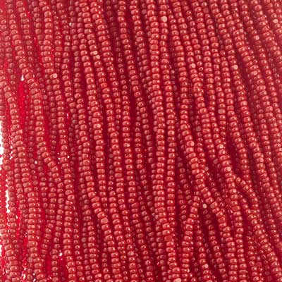 Czech Seed Bead 13/0 Cut Opaque Medium Dark Red Strung image