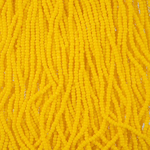 Czech Seed Bead 11/0 Cut Opaque Gold Yellow Strung image