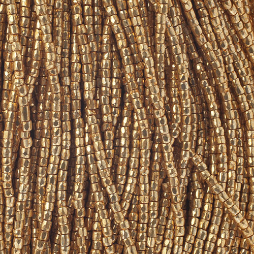 Czech Seed Beads3Cut 9/0 Opaque Gold Premium Strung image