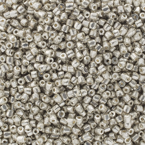 Czech Seed Beads3Cut 9/0 Opaque Silver Terra Mettalic Dyed Loose image