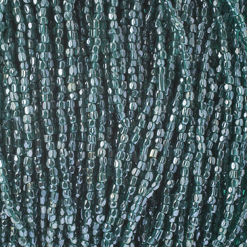 Czech Seed Beads 9/0 3Cut Transparent Blue Zircon Luster Strung image