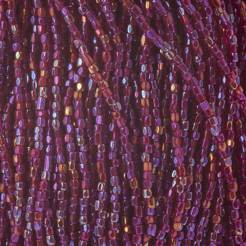 Czech Seed Beads 9/0 3Cut Transparent Red Iris Strung image
