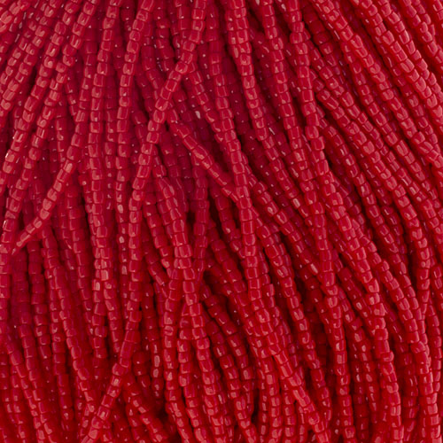 Czech Seed Beads 9/0 3Cut Opaque Light Red Strung image